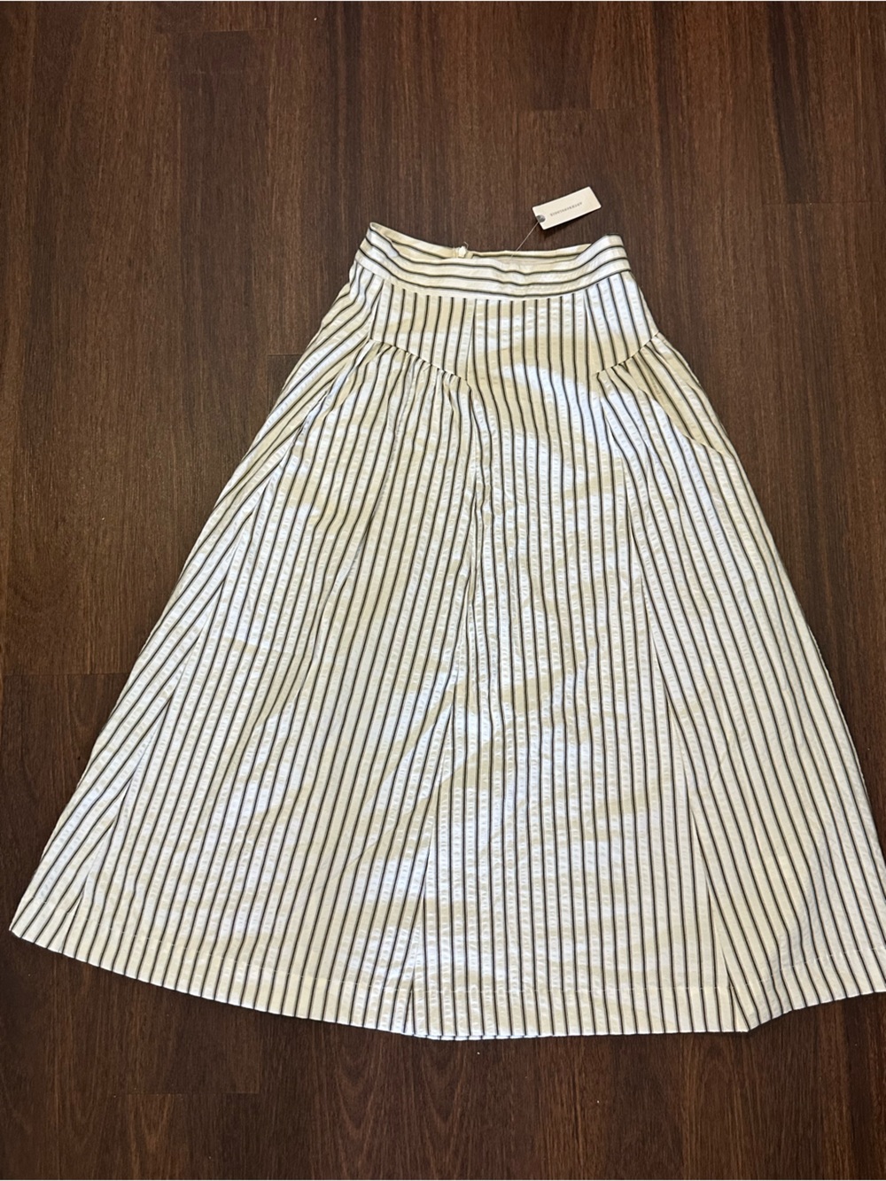 Anthropologie White and Black Vertical-Stripe Women’s' Skirt